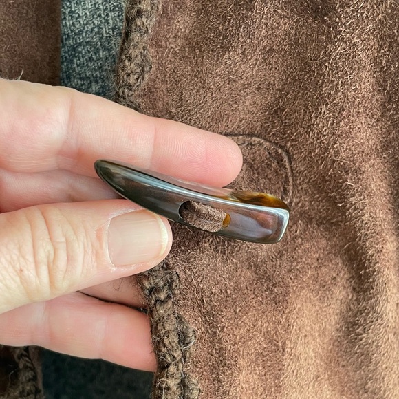 Luciano Abitboul suede and knit long boho hooded sweater coat - Picture 7 of 13